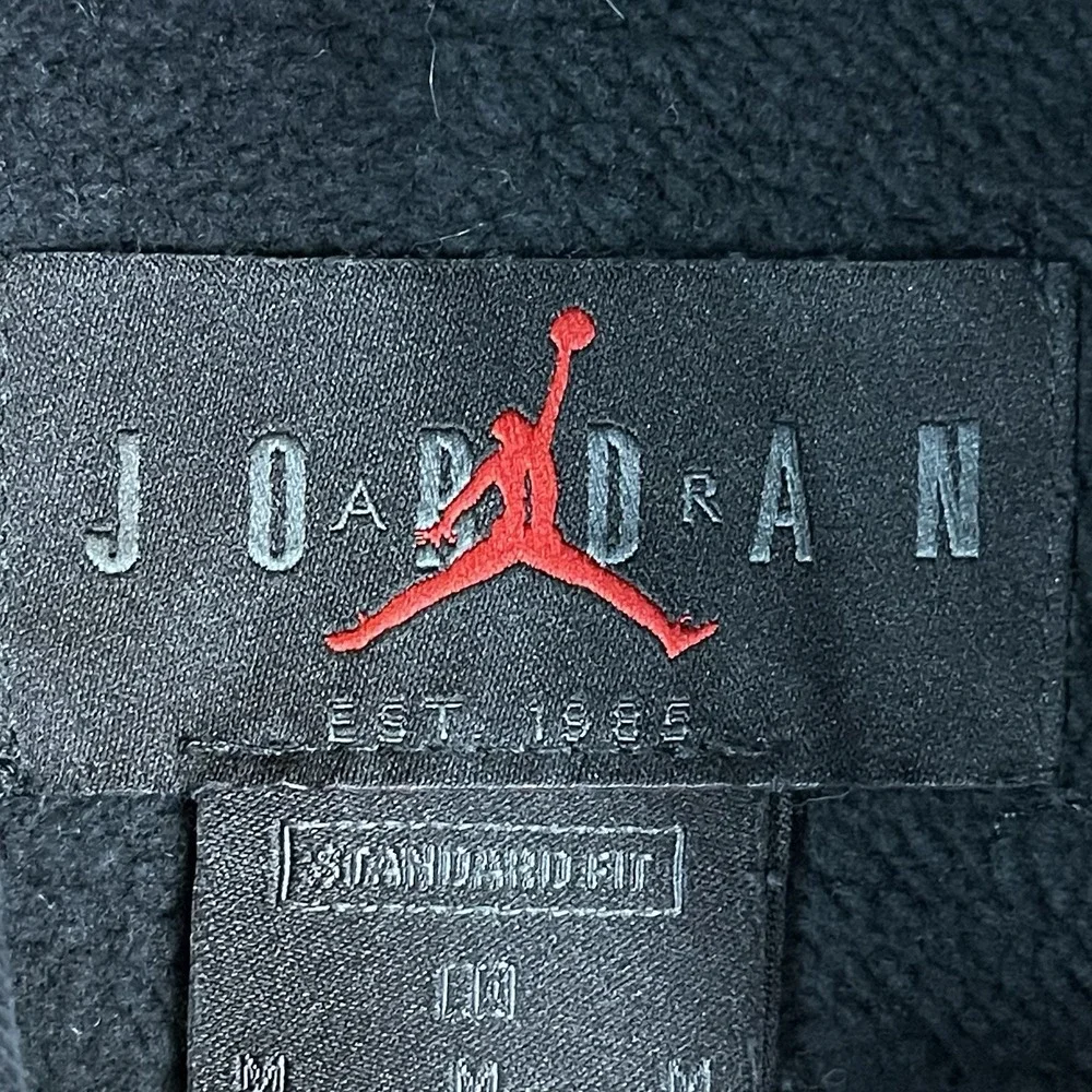 Jordan Air Hoodie Mens M Black Fleece Embroidered Logo‎ Pullover Sweatshirt